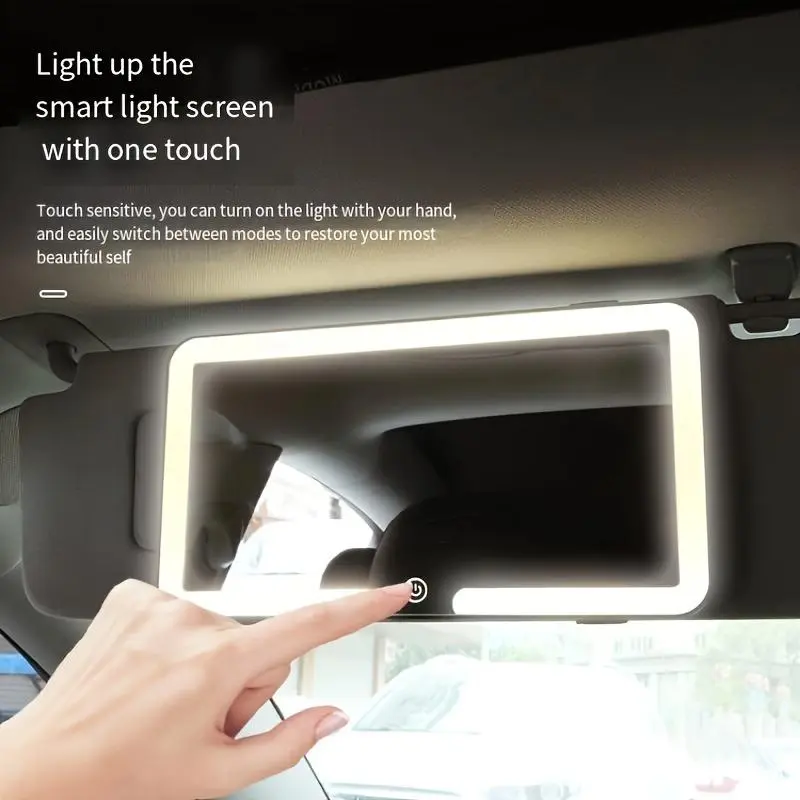 LED Car Visor Vanity Mirror with Touchscreen Control - Image 5